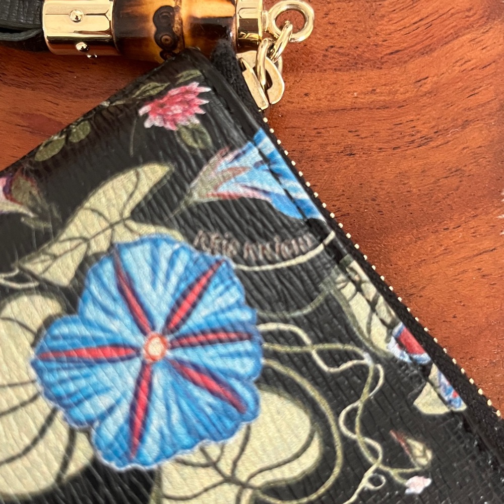Gucci Black Leather Floral Multicolor Botanical Print Clutch - Picture 12 of 13